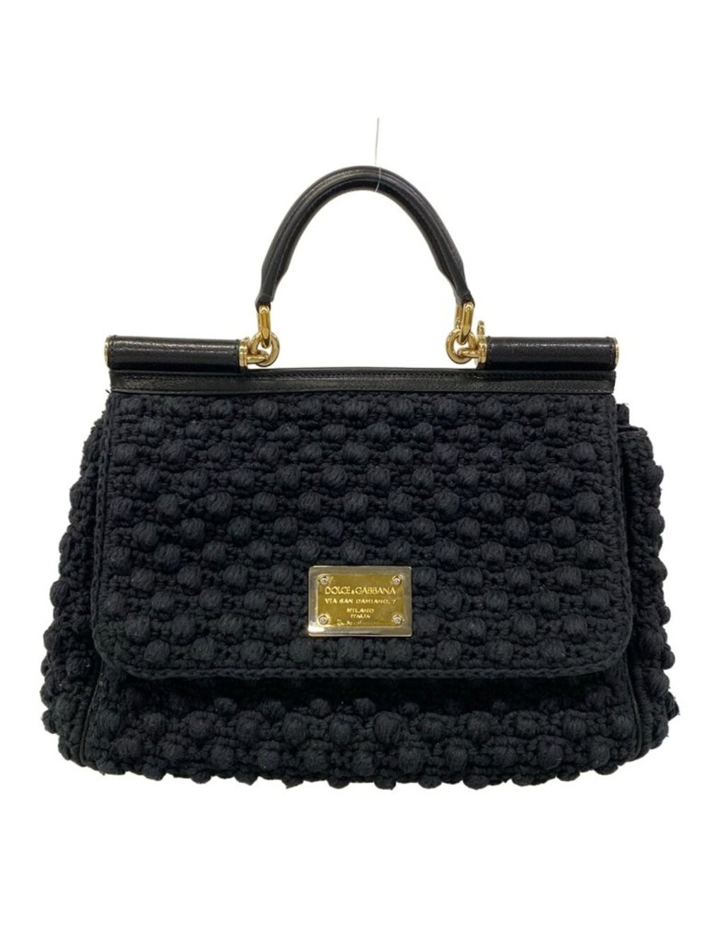 Dolce & Gabbana Handbag Sicily Black Cotton Leather